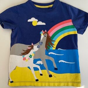 Mini Boden Girls Horse Graphic Short Sleeve Shirt - Size 5